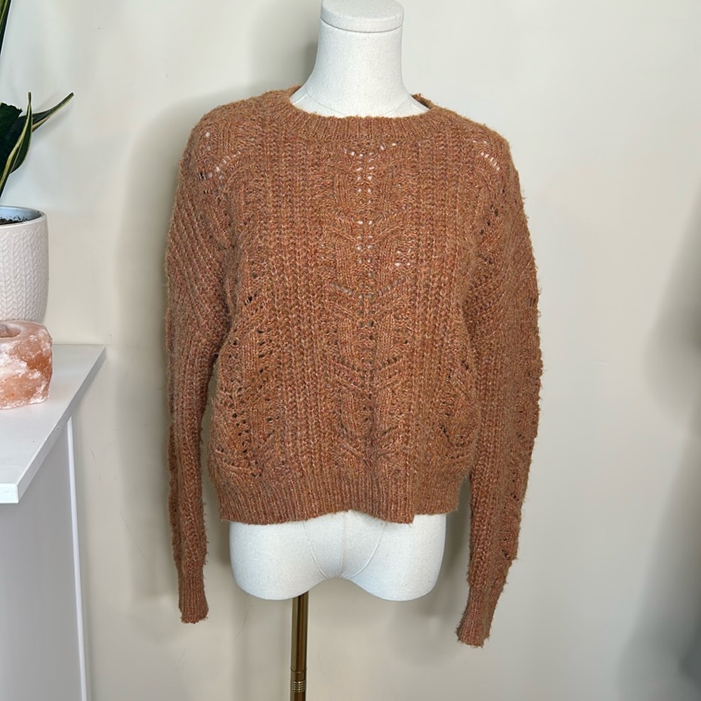 Ruby Moon rust or burnt range knit sweater short sz small wool polyester
